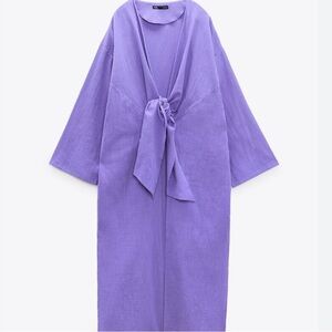 Elegant Purple Kimono Dress with Front Tie